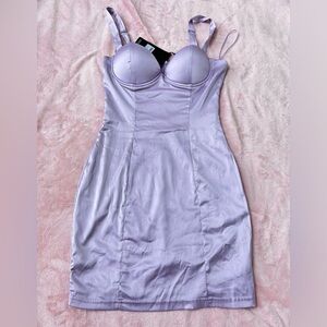 Lilac Satin Mini Dress